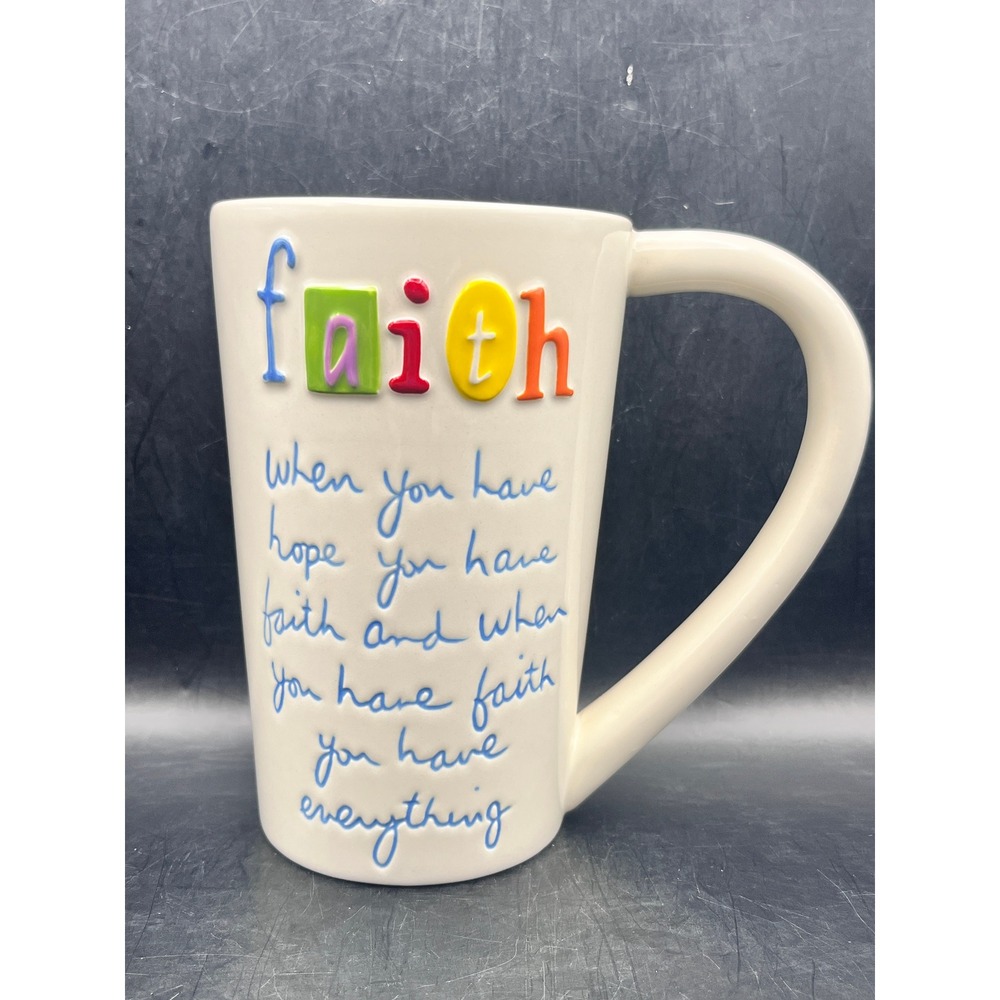 Coffee Mug Faith Inspirational 5.5" Ceramic Religious Gift Sandra Magsamen 16 oz